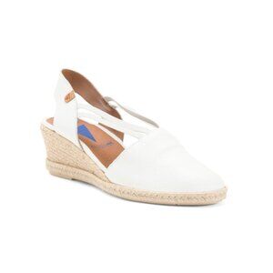 FUN VERBENAS White Made In Spain Leather Wedge Espadrille Heels